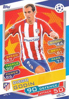 Diego Godin Atletico Madrid 2016/17 Topps Match Attax CL #ATL05